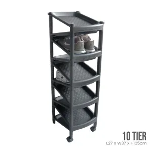 10 TIER SINGLE SHOE RACK W/WHLS (831-10)