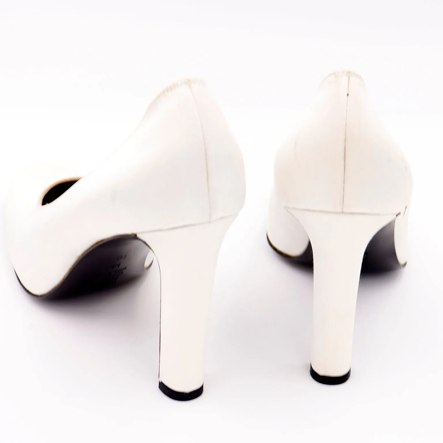 1990s Yves Saint Laurent Ivory Satin Never Worn High Heels