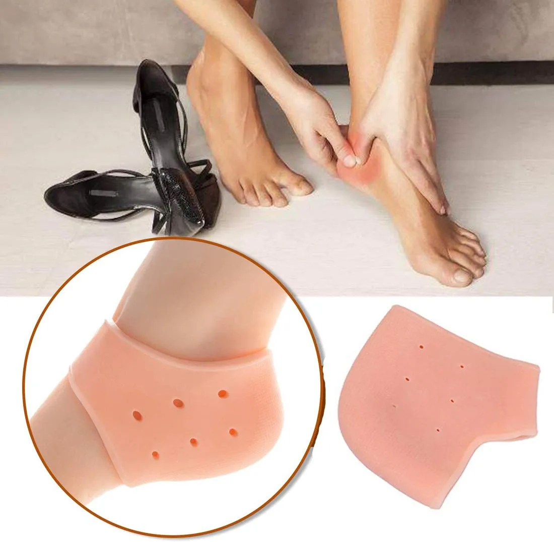 4pcs Silicone Heel Protector Pads, Heel Support for Plantar Fasciitis,Heel Cushion for Bone Spur and Heel Relief, Cracked Heels Pads