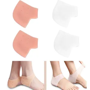 4pcs Silicone Heel Protector Pads, Heel Support for Plantar Fasciitis,Heel Cushion for Bone Spur and Heel Relief, Cracked Heels Pads