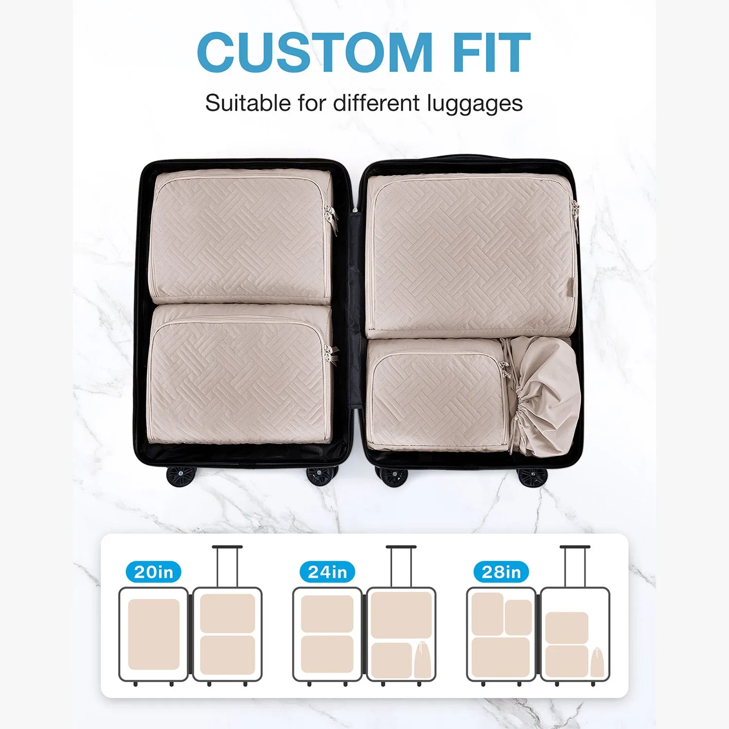 6 PCS Packing Cubes for Suitcases Organizer