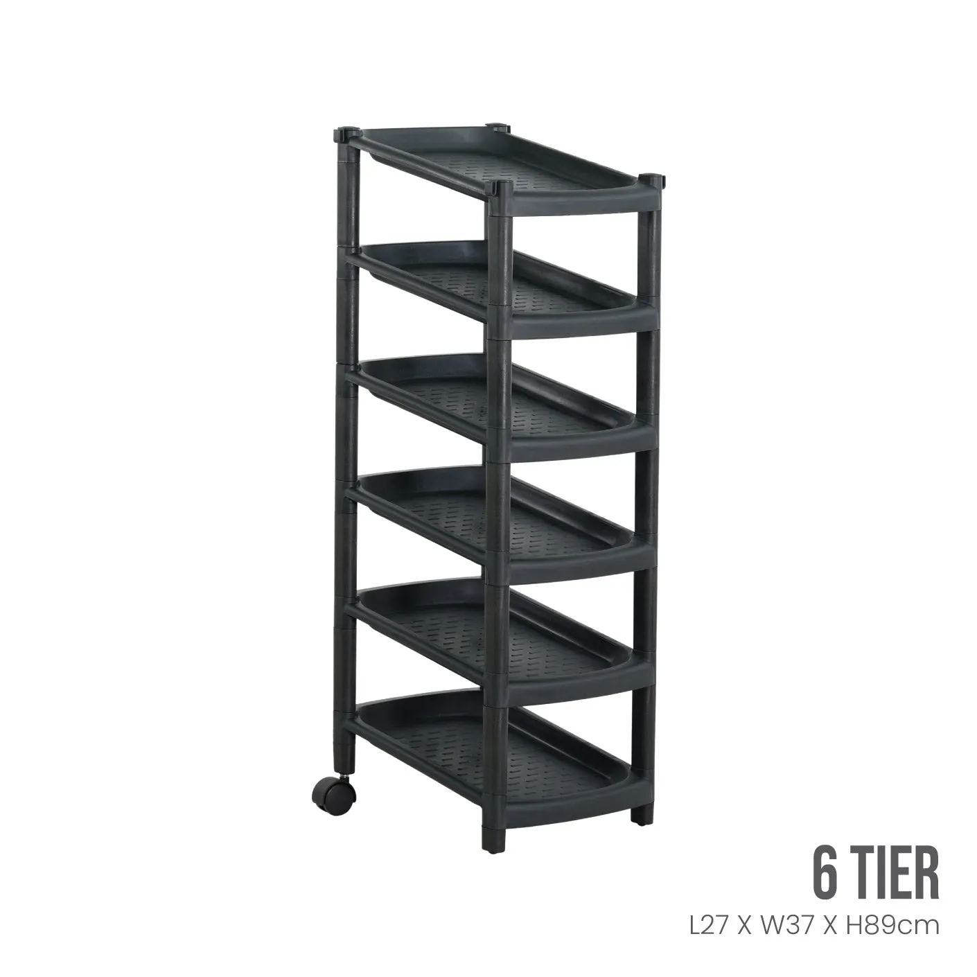 6 TIER SINGLE SHOE RACK W/2 WHLS (831-6)