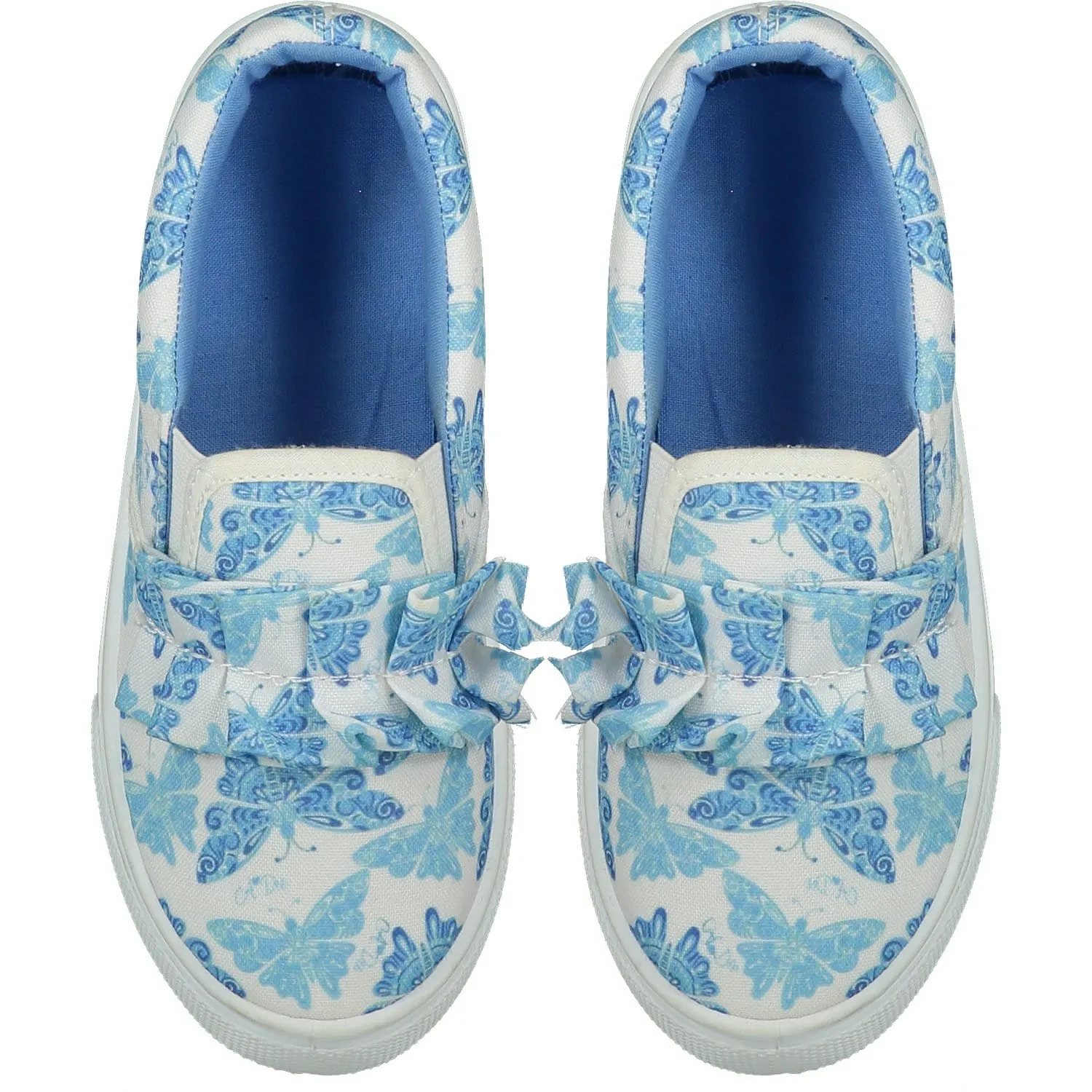 A DEE - Frilly Canvas Slip On Trainer - Light Blue