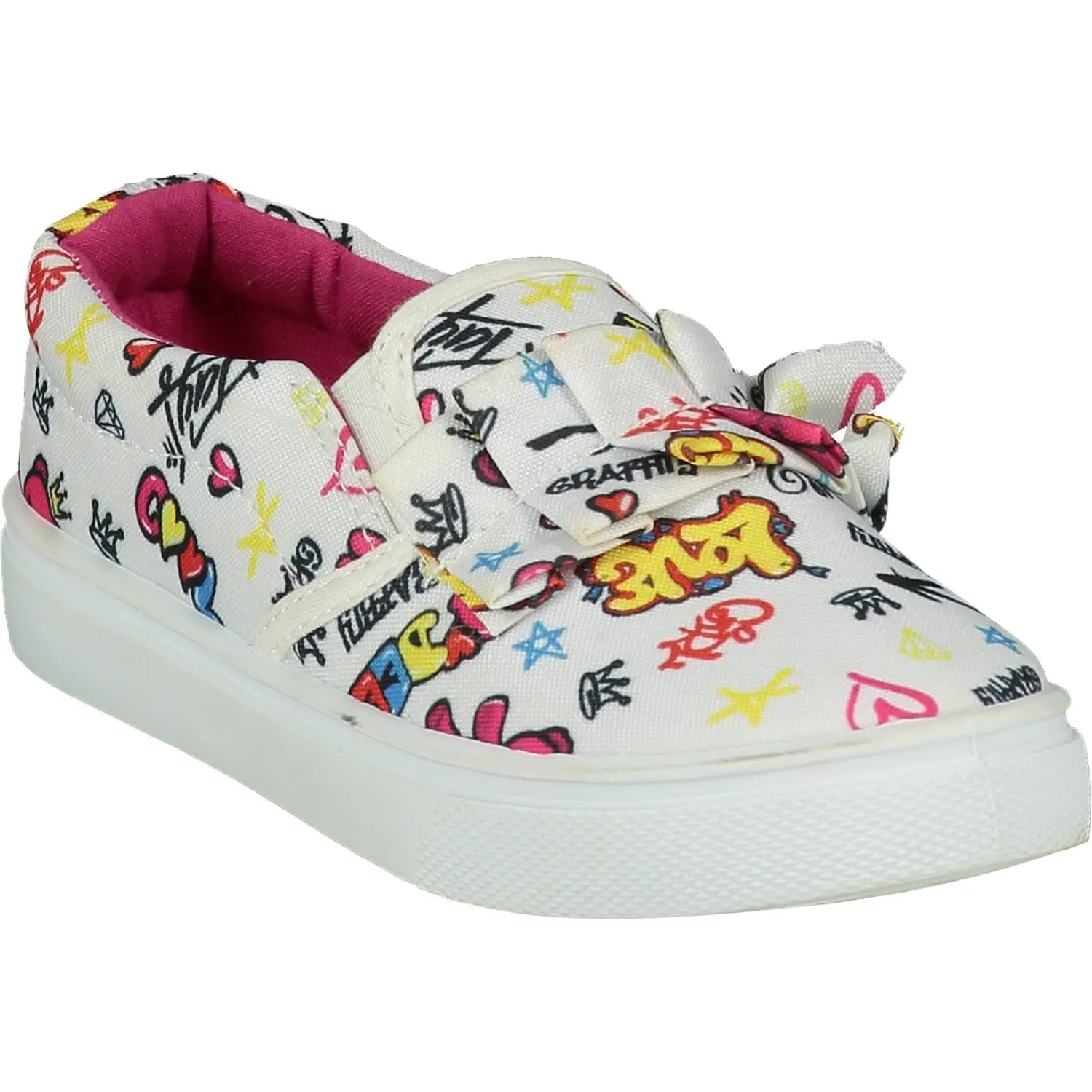 A DEE - Frilly Canvas Slip On Trainer - Lipstick Pink