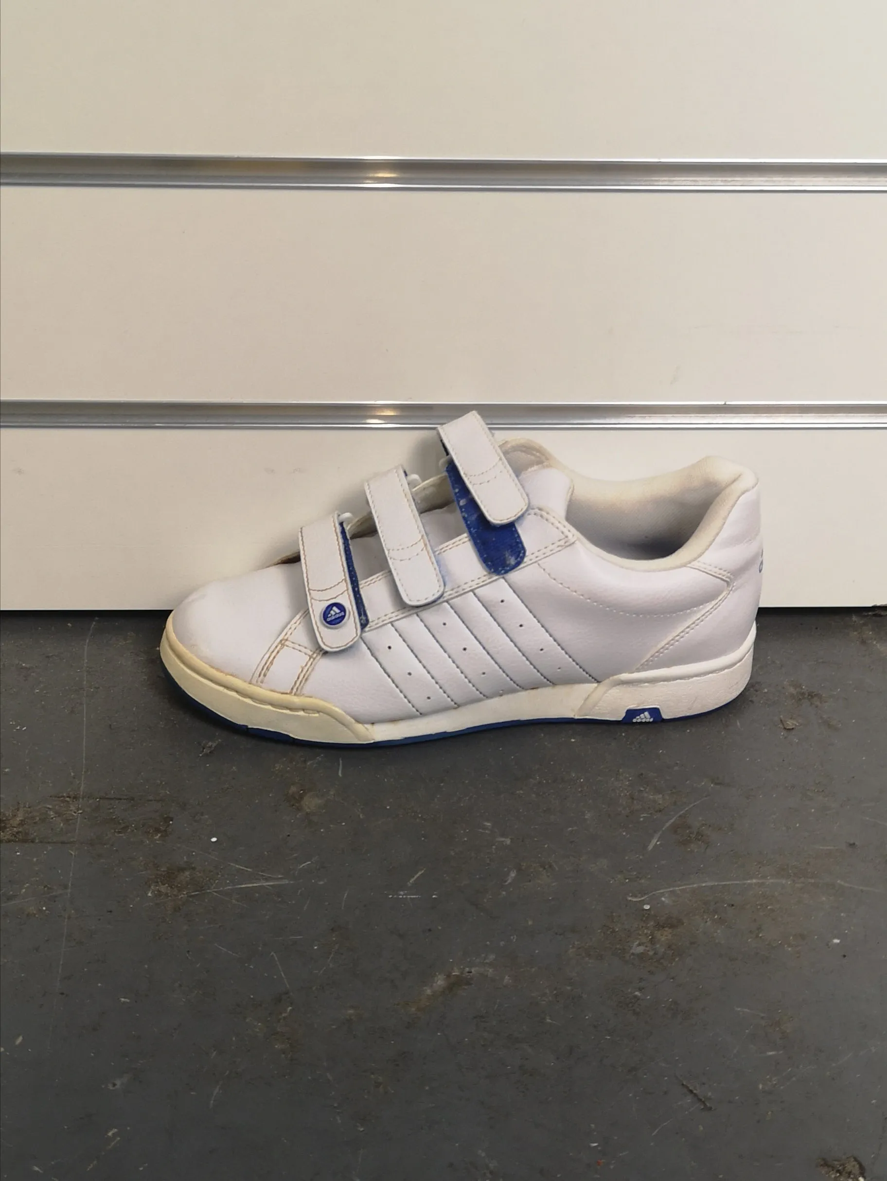 Adidas White and Blue Trainers Size 5.5