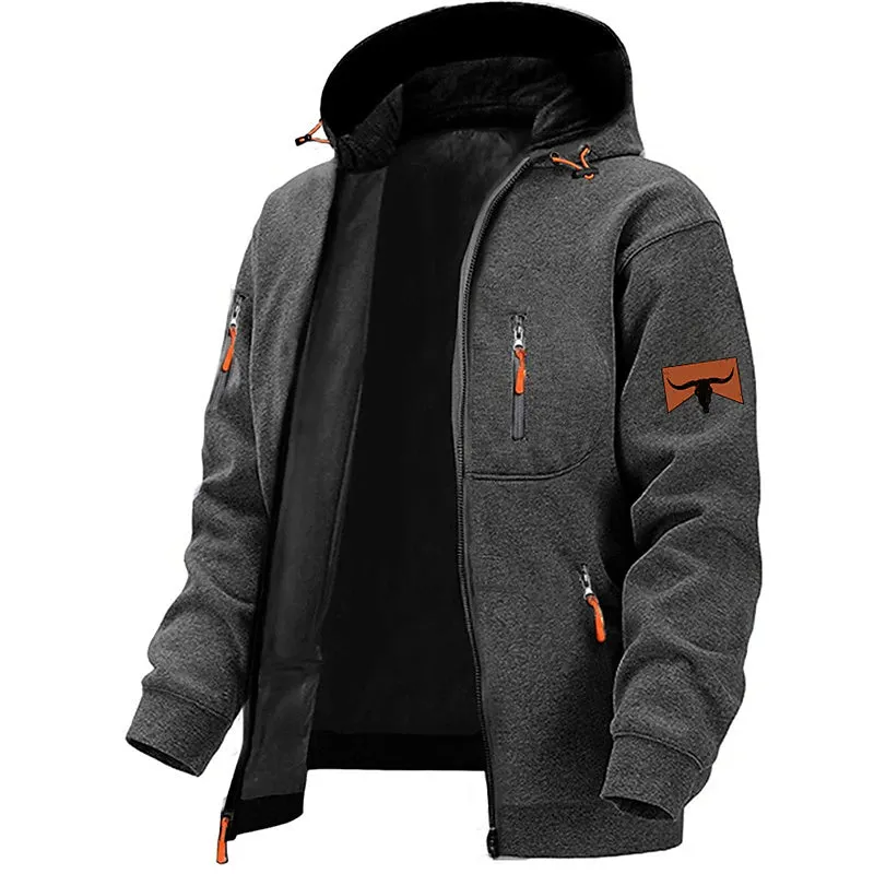 Adventure Ready Graphic Cowboy Men's Hoodie - Premium Cotton Blend Navy Gray Streetwear Sweatshirt for Spring & Fall