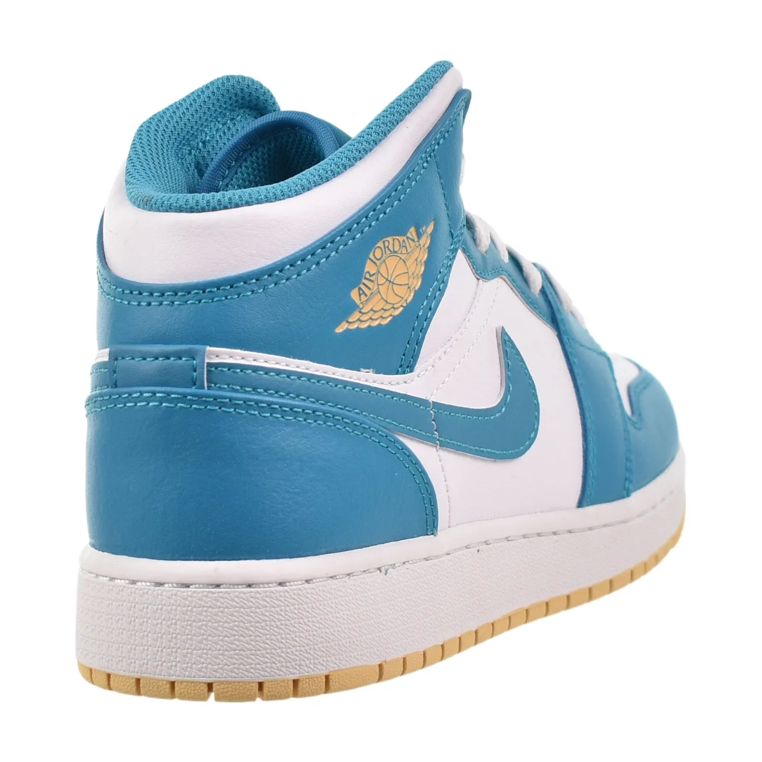 Air Jordan 1 Mid (GS) Big Kids' Shoes Aquatone-White-Celestial Gold