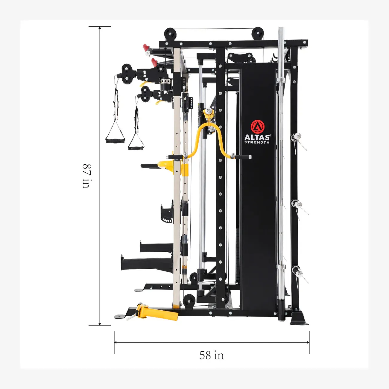 Altas Strength Smith Machine Smith Machine Pin-loaded Weights Stack Strength Trainer Home Gym with Pulley System AL-3087B