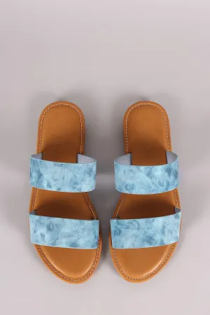 Bamboo Denim Double Band Slide Sandal