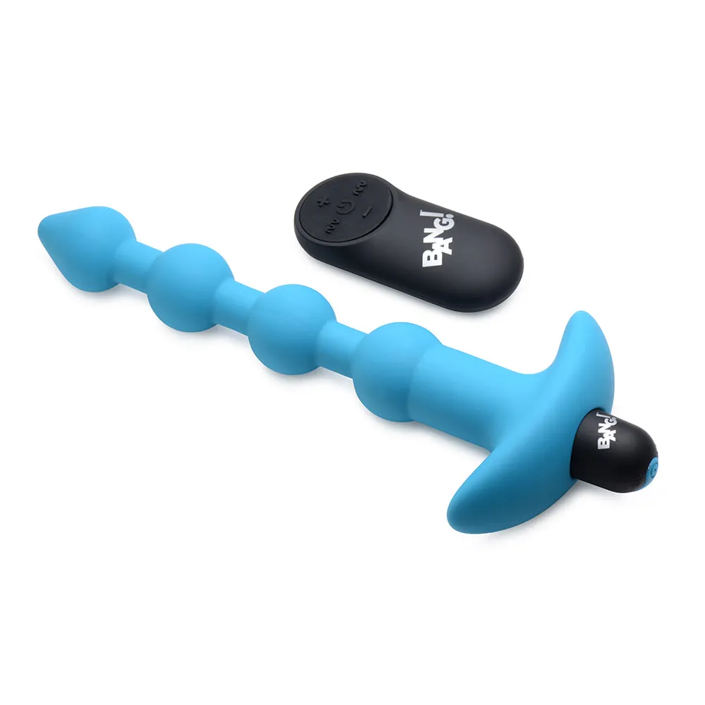 BANG! Vibrating Silicone Anal Beads & Remote Control Blue