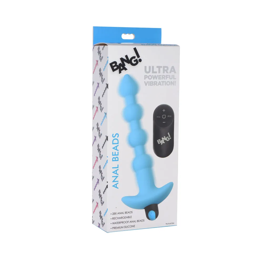 BANG! Vibrating Silicone Anal Beads & Remote Control Blue