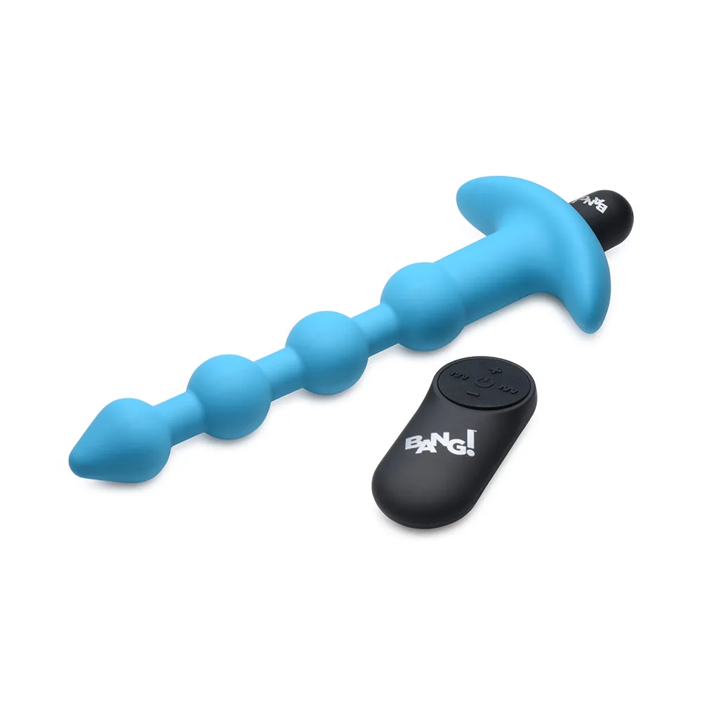 BANG! Vibrating Silicone Anal Beads & Remote Control Blue