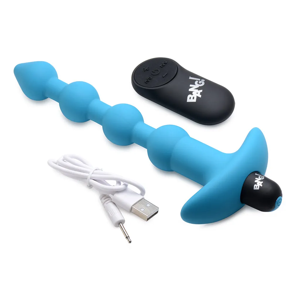 BANG! Vibrating Silicone Anal Beads & Remote Control Blue