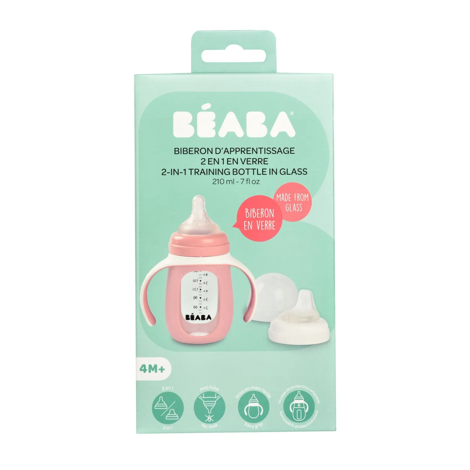 Beaba Glass Baby Bottle - Pink