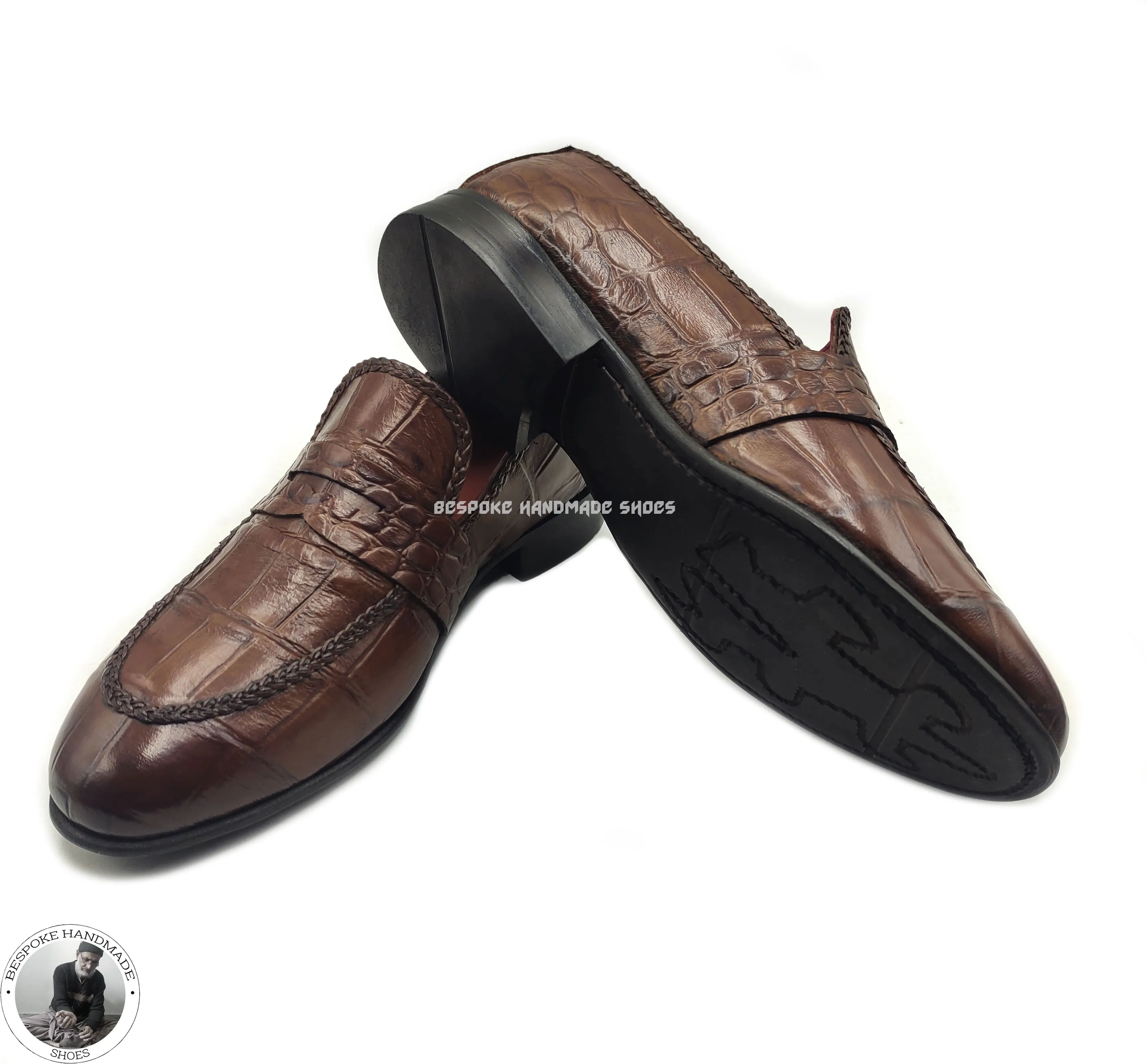 Bespoke Pure Handmade Grey Alligator Leather Black Shaded textured Lace Up Oxford Shoes For Men, Elegant Shoes For Men