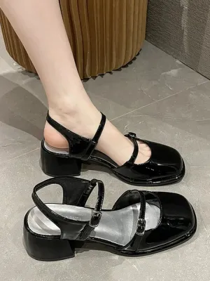 binfenxie  -  Office Lady Sandals Woman Spring 2024 Casual Elegant Pure Color Shoes Non-slip Korean Style Medium Heel Female Shoes Design Chic