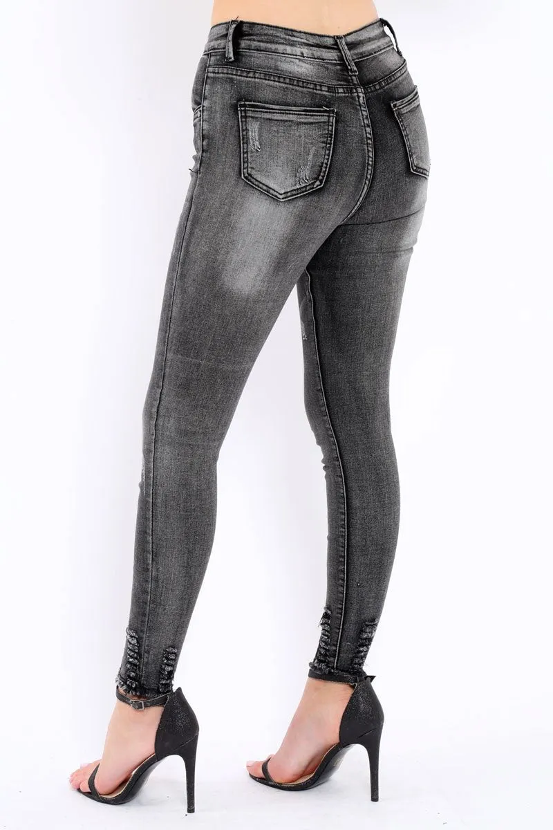 Black Distressed Skinny Jeans - Isabellah