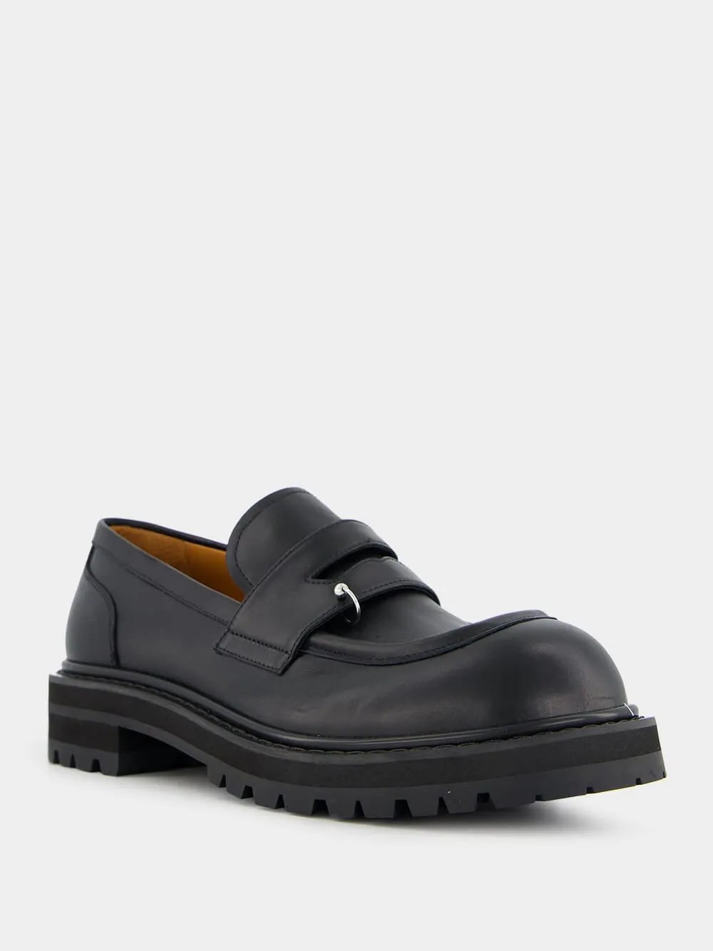 Black Leather Chunky Loafers