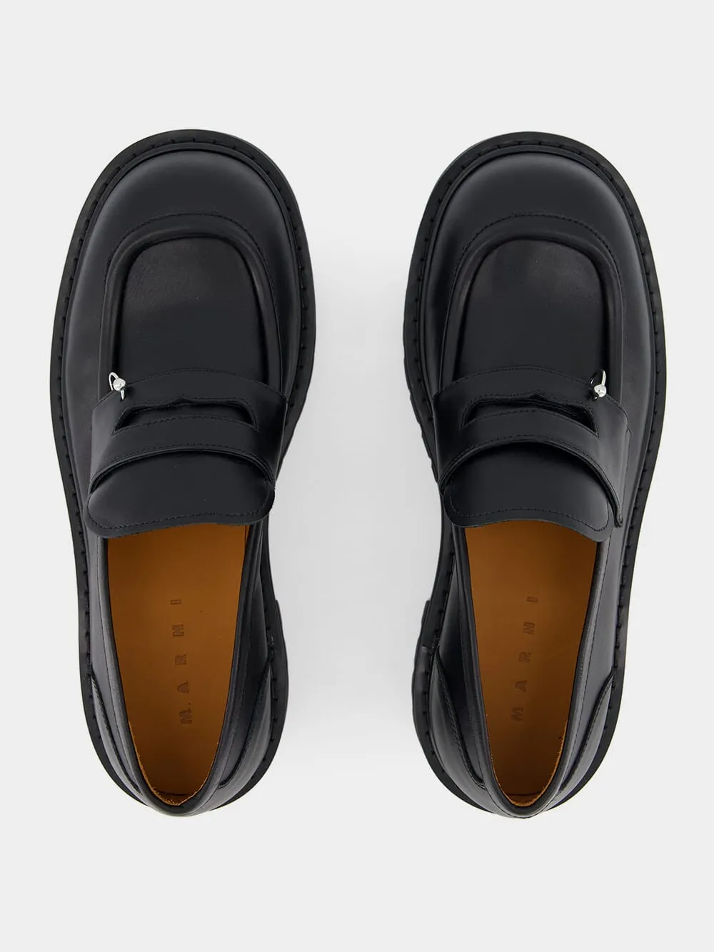 Black Leather Chunky Loafers