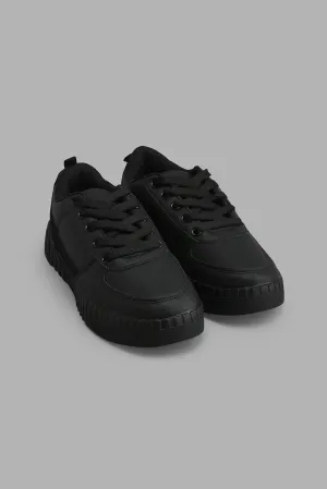 Black Ribbed Sneaker