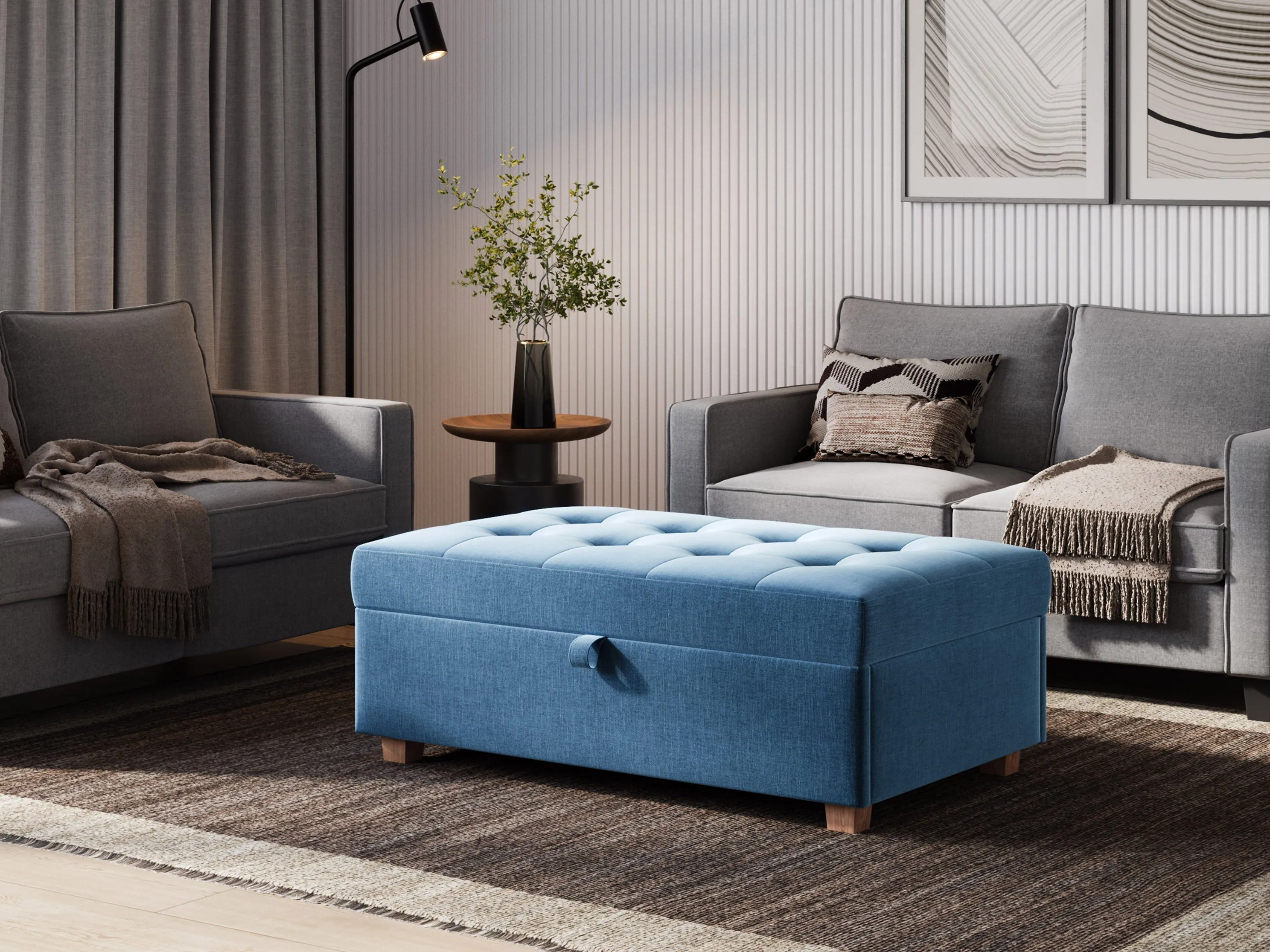 Blue Large Storage Ottoman