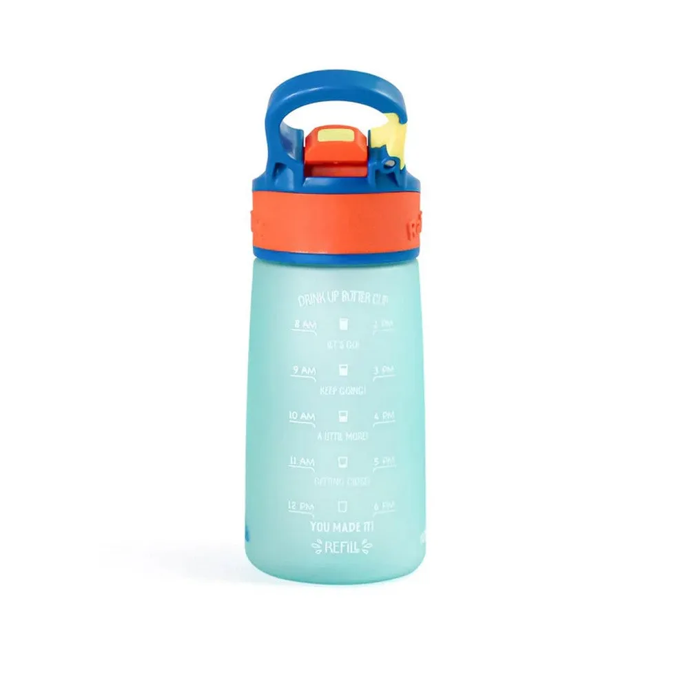 Blue Smiley Face Snap Lock Sipper Bottle