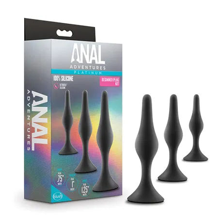 Blush Anal Adventures Platinum Silicone Beginner Plug Kit - Black