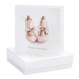 Boxed Party Shoes Happy Birthday Silver Earring Card