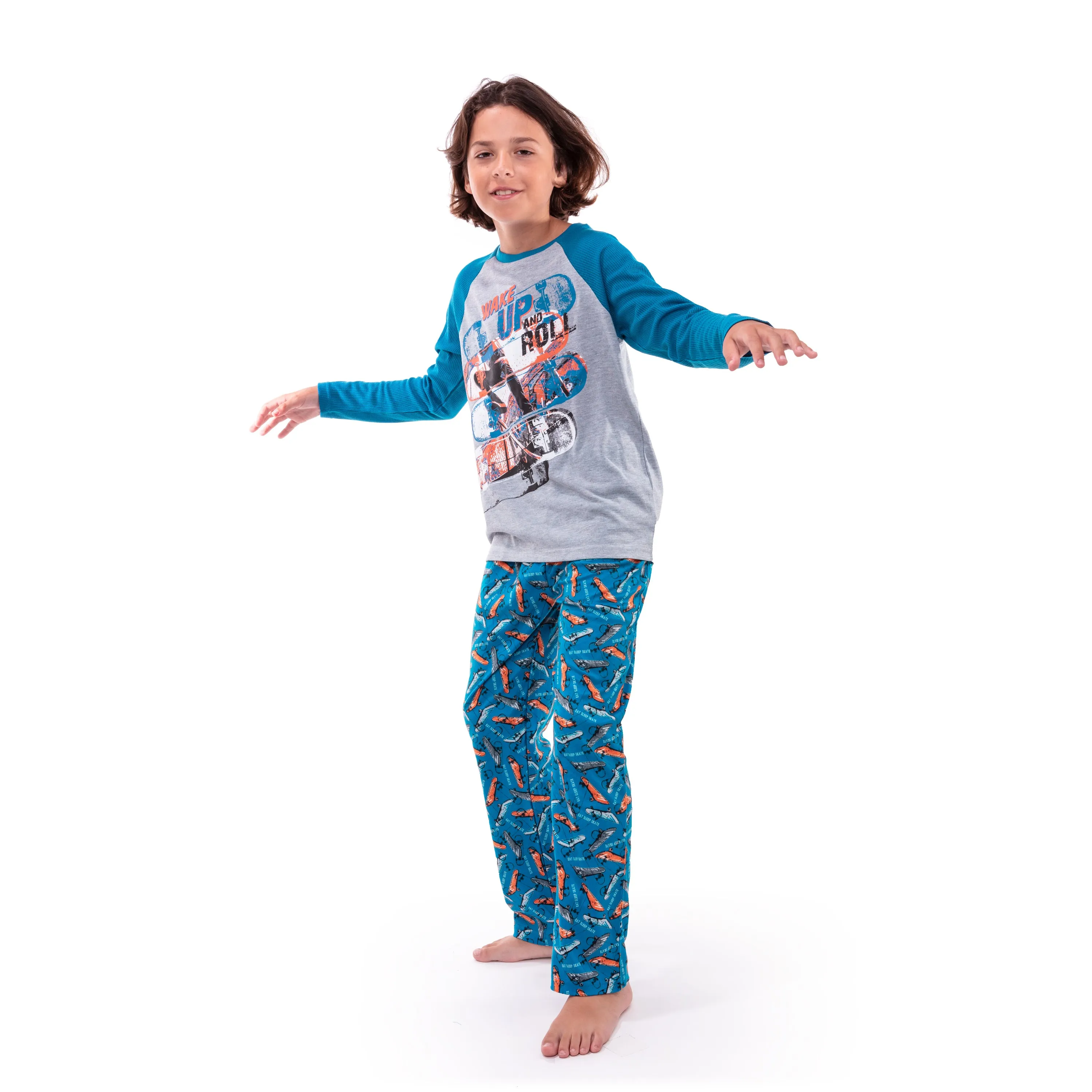 Boys Wake Up & Skate Brushed Jersey 2-Piece Pajama Sleep Set