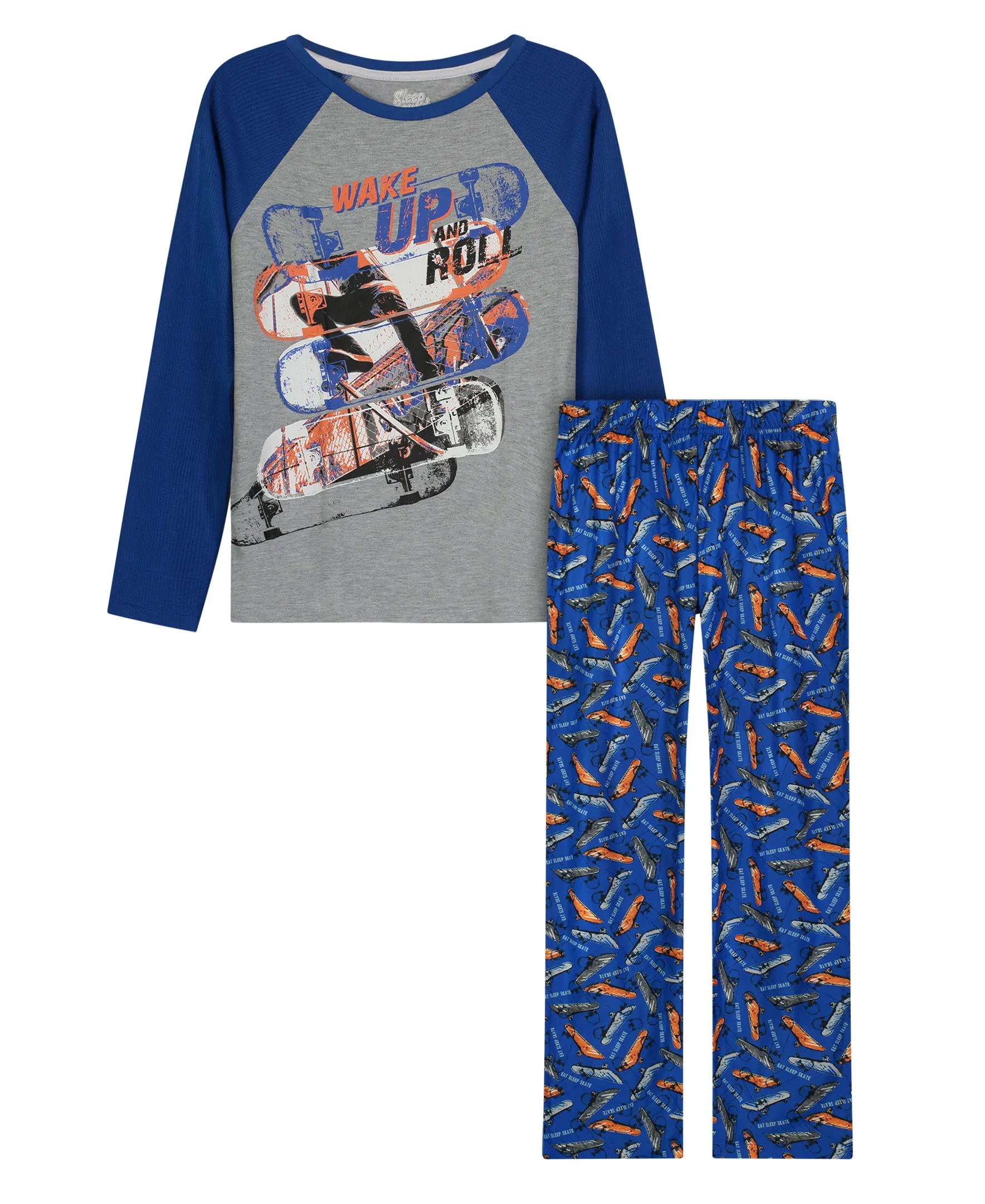 Boys Wake Up & Skate Brushed Jersey 2-Piece Pajama Sleep Set