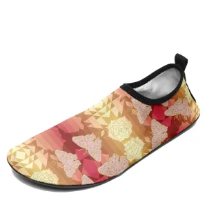 Butterfly and Roses on Geometric Sockamoccs Kid's Sockamoccs Slip On Shoes