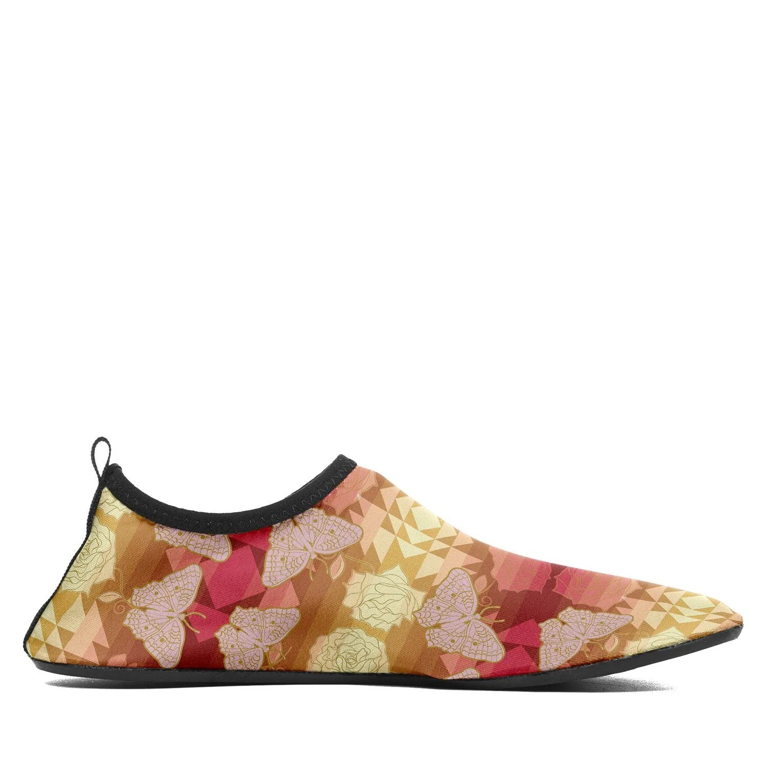 Butterfly and Roses on Geometric Sockamoccs Kid's Sockamoccs Slip On Shoes