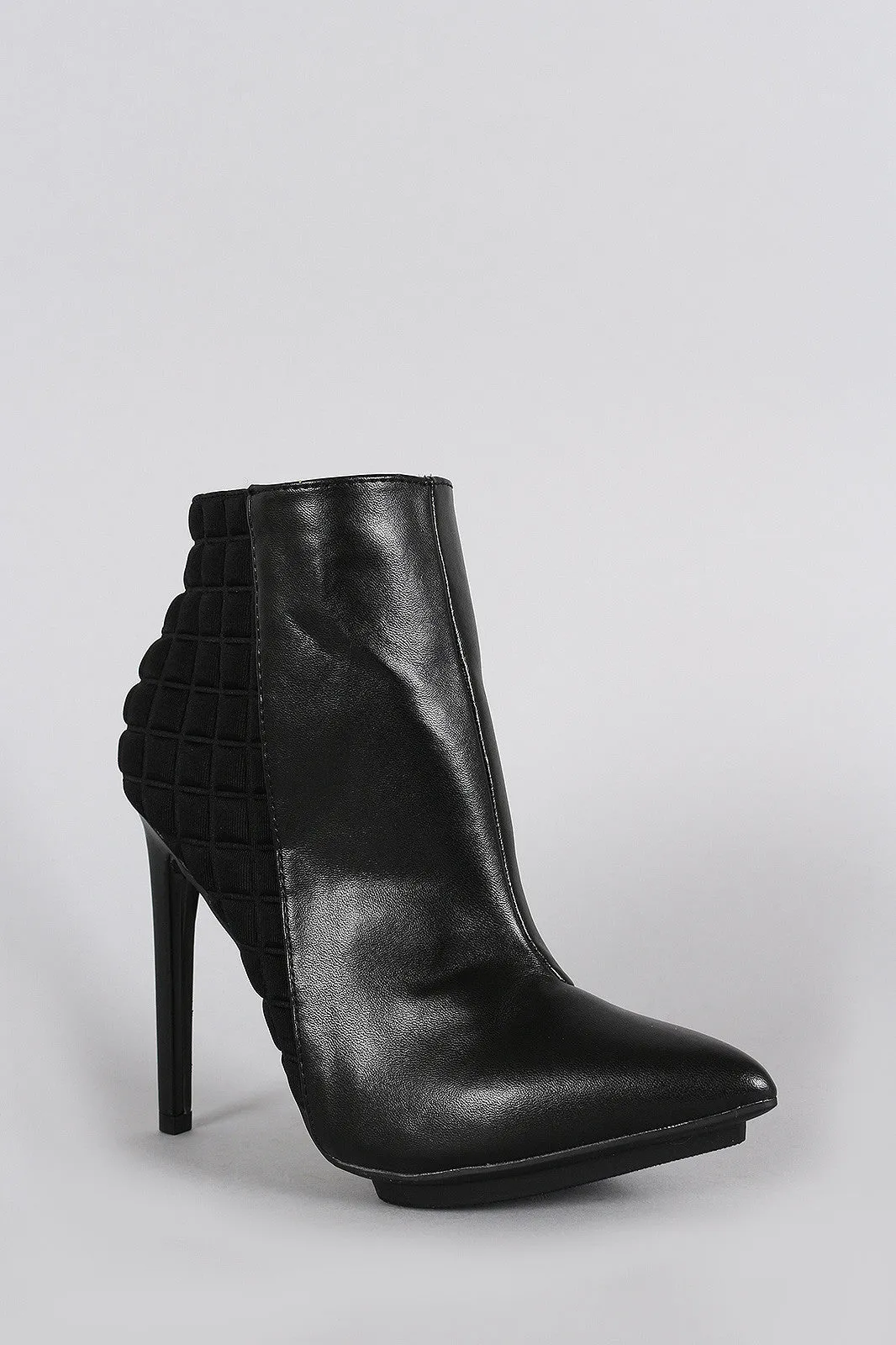 Checker Embossed Pointy Toe Stiletto Booties