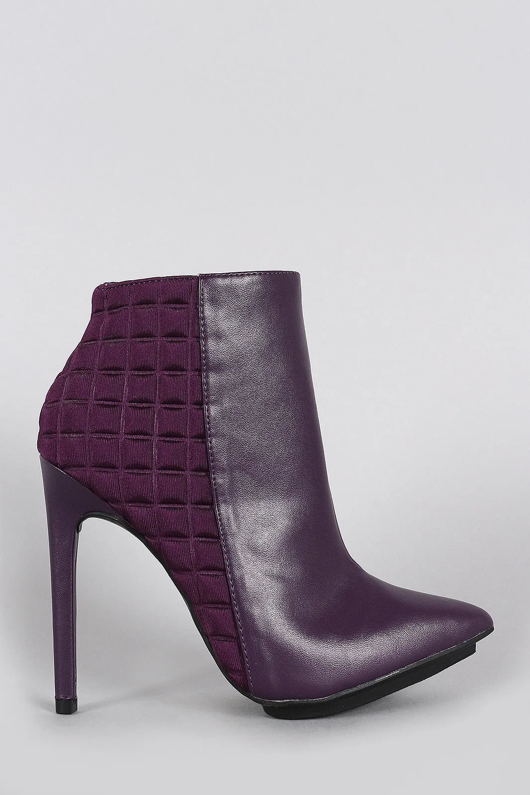 Checker Embossed Pointy Toe Stiletto Booties