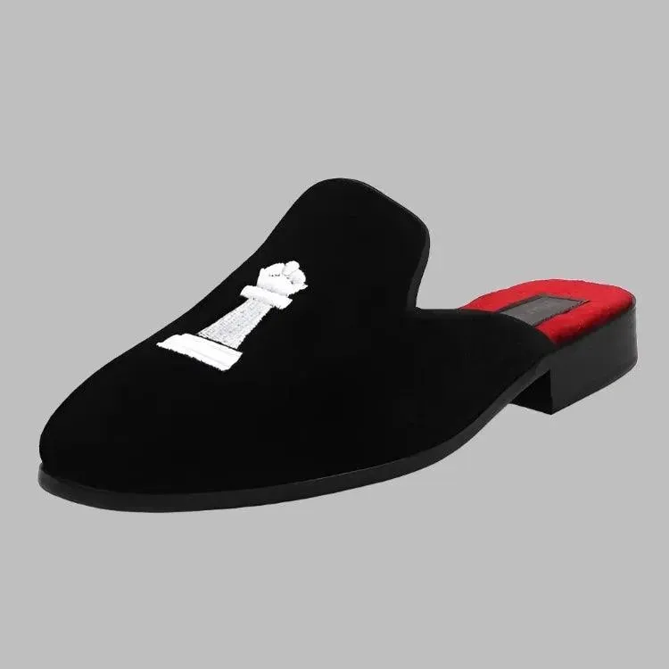 Chess Embroidery Velvet Slip-On Shoes UNISEX