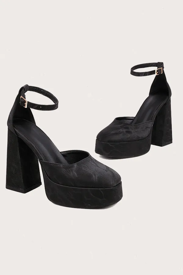 Chic Versatile Round Toe Chunky High Heels