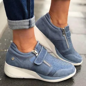 Chunky Suede Velcro Zipper Sneakers