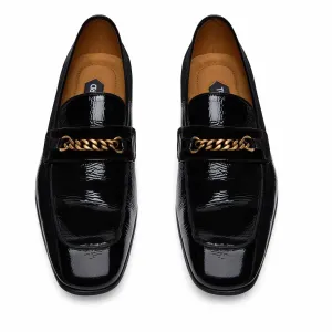 Crackled Leather Bailey Chain Loafer