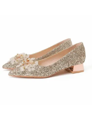 Crystal Thick Heel Shoes Bride Shoes