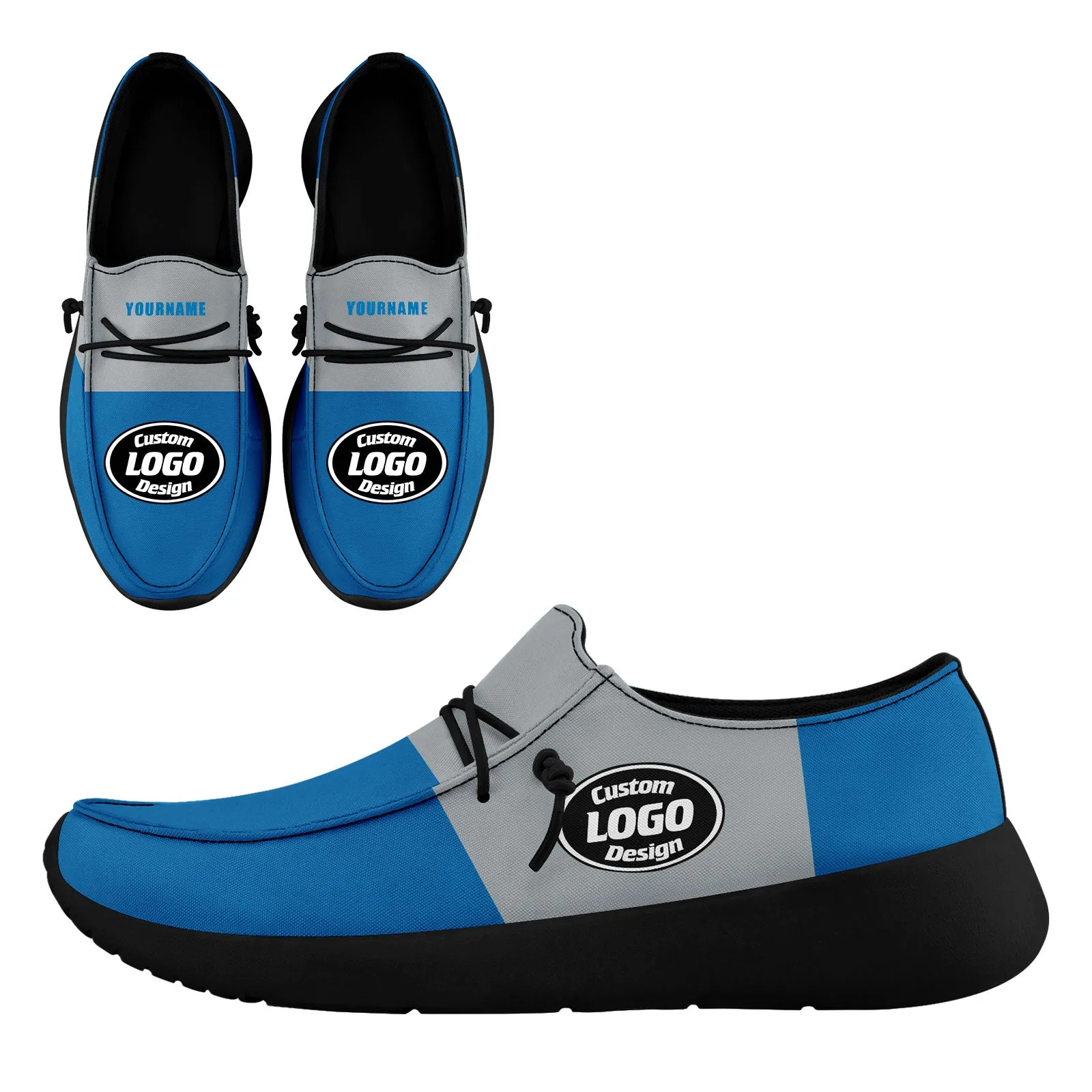 Custom Blue Gray Detroit Sneaker Shoes Combo Offer Personalized Combo ZH-D020289-11