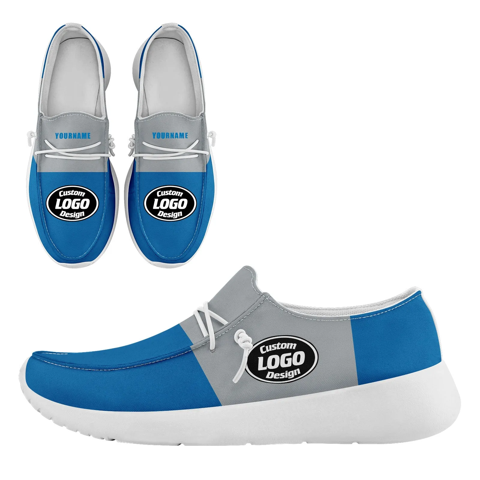 Custom Blue Gray Detroit Sneaker Shoes Combo Offer Personalized Combo ZH-D020289-11