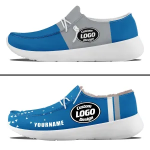 Custom Blue Gray Detroit Sneaker Shoes Combo Offer Personalized Combo ZH-D020289-11