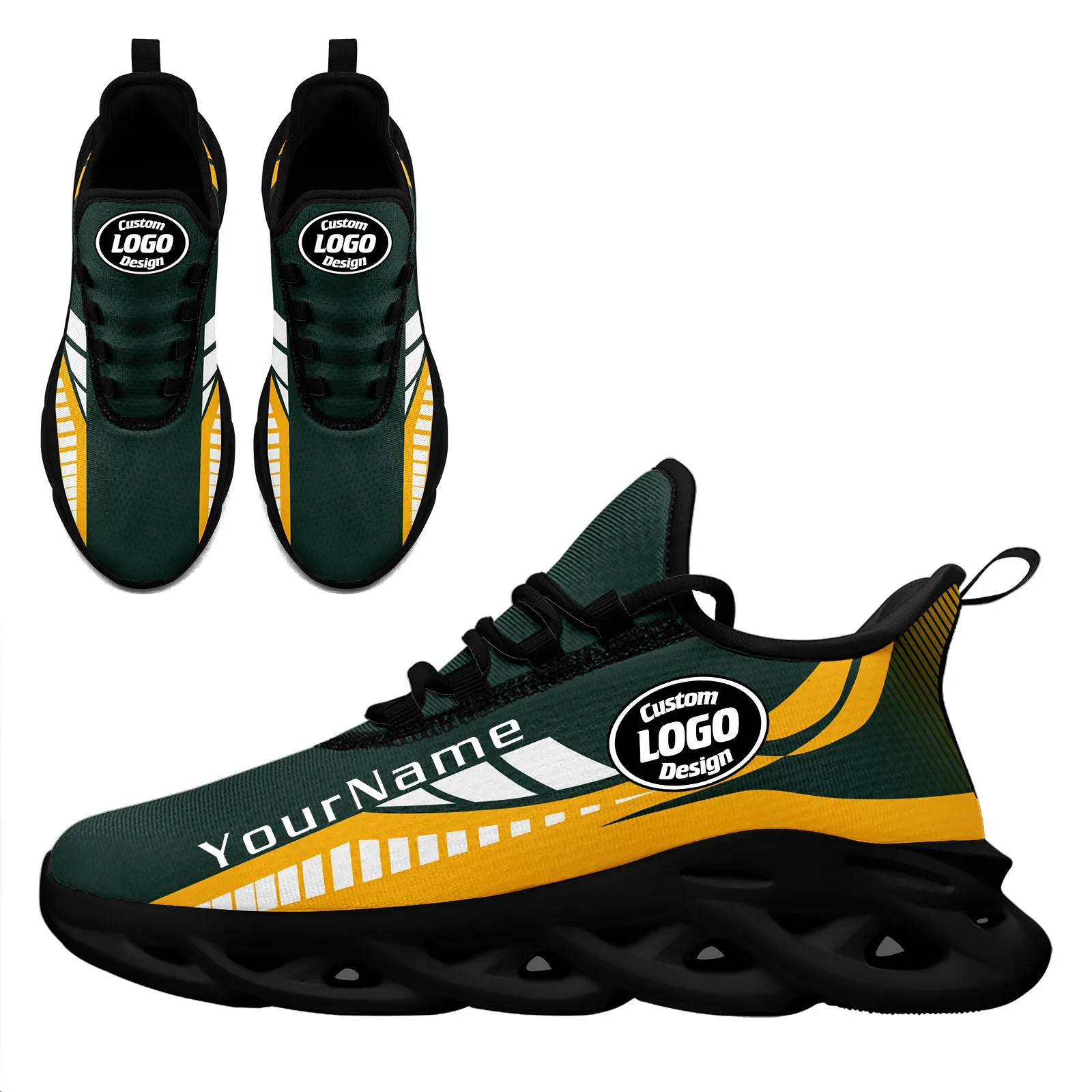 Custom Green Yellow Green Bay Maxsoul Shoes Personalized Sneaker FN003-D020325-13