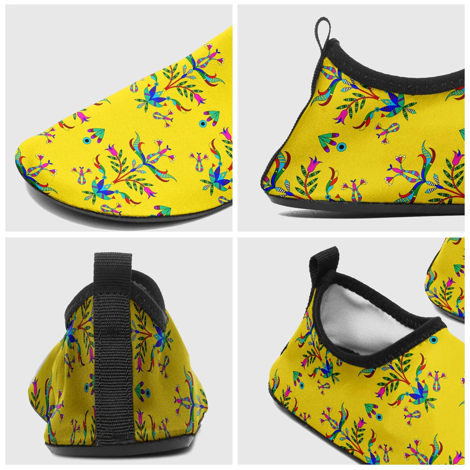 Dakota Damask Yellow Kid's Sockamoccs Slip On Shoes