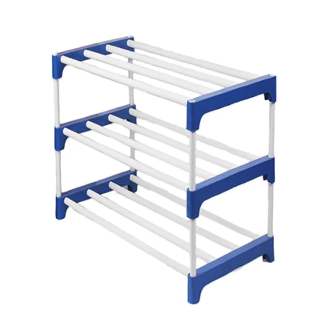 DEMARK Premium Multipurpose Portable Metal Shoe Rack for Home Storage, Easy to Move & Assemble (Random Colour-3 Shelves)