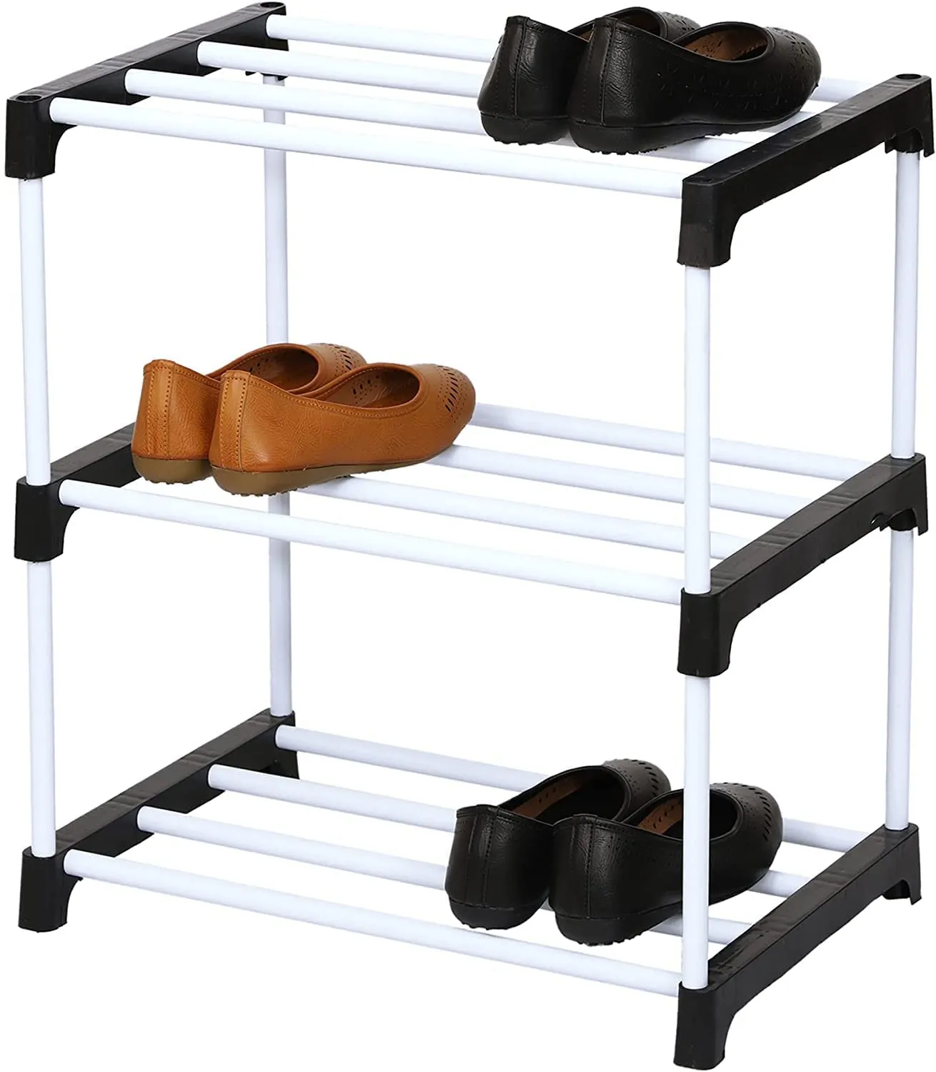 DEMARK Premium Multipurpose Portable Metal Shoe Rack for Home Storage, Easy to Move & Assemble (Random Colour-3 Shelves)