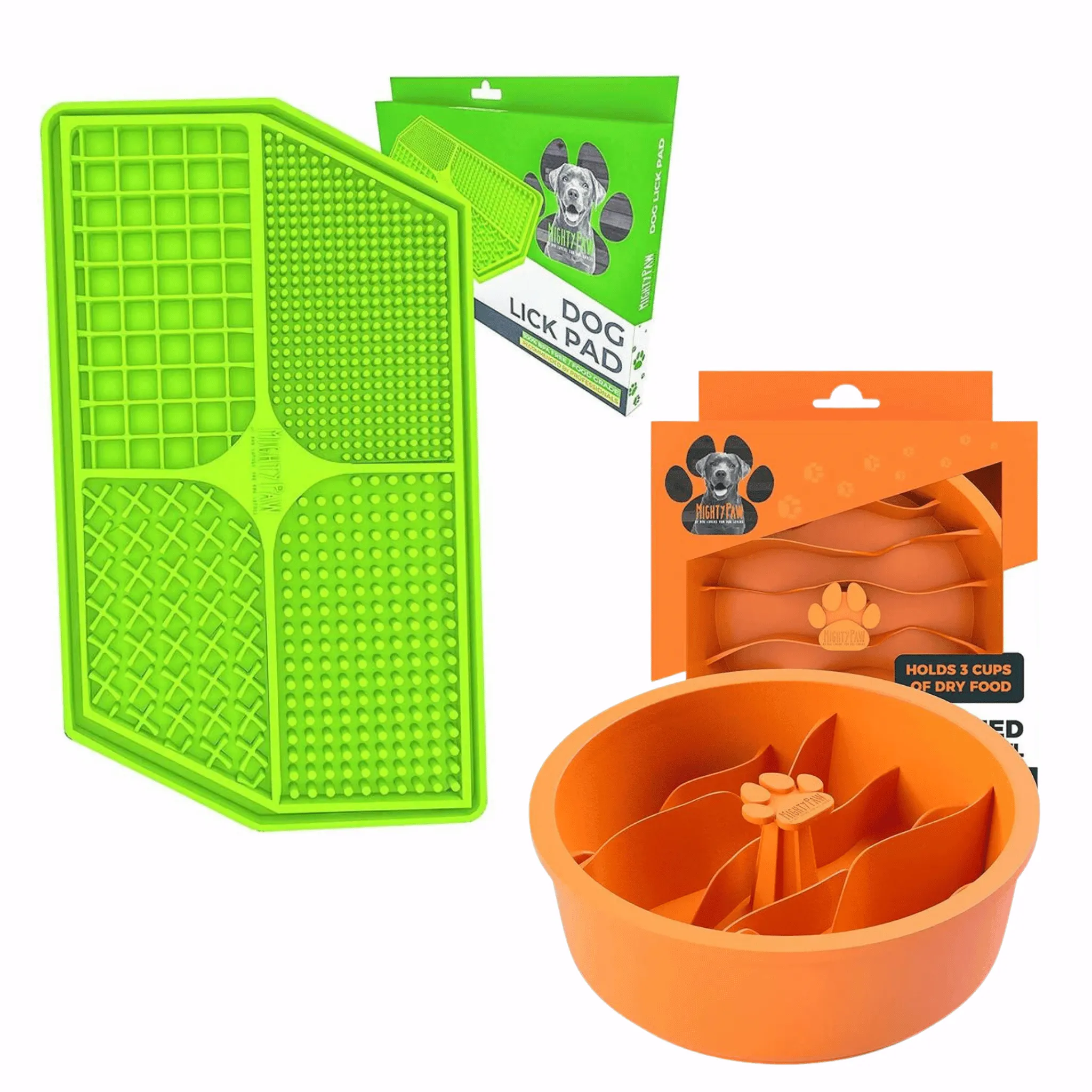 Dog Lick Pad & Slow Feed Dog Bowl Set for Mental Enrichment & Dental Health