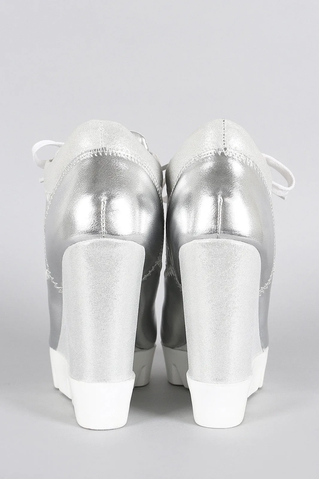 Dollhouse Metallic Lug Sole High Top Wedge Sneaker