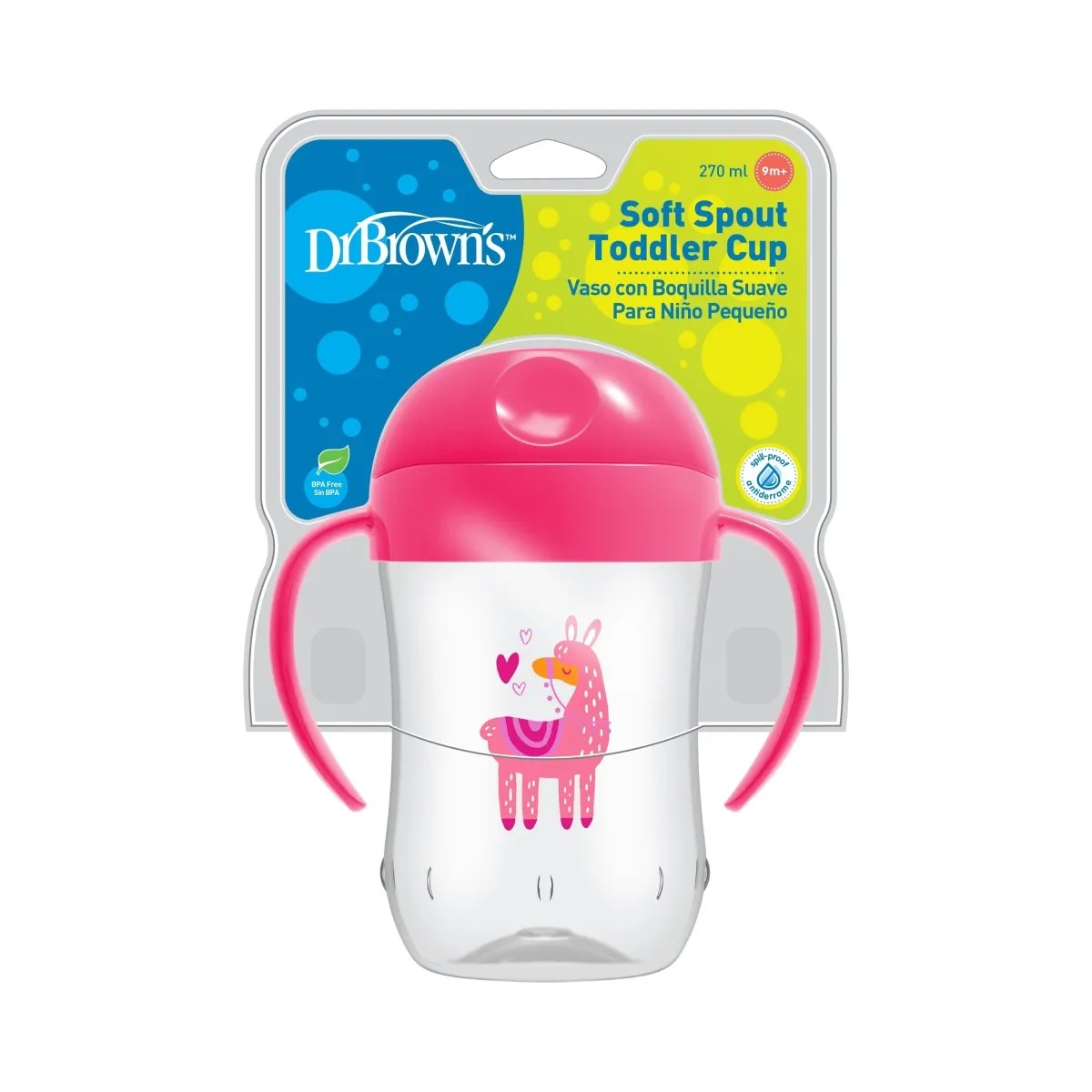 Dr.Brown's Soft-Spout Toddler Cup w/ Handles - Pink Llama Deco