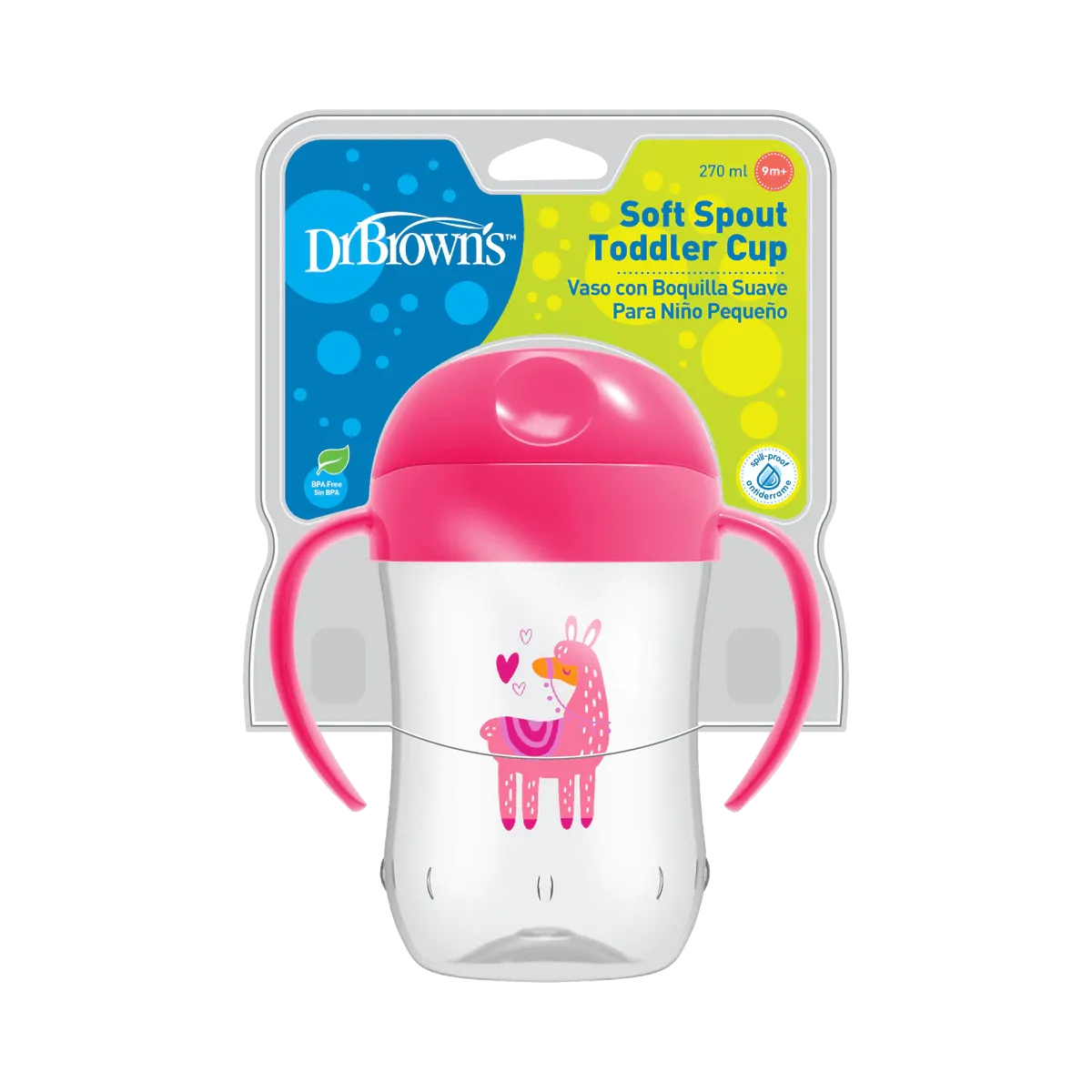 Dr.Brown's Soft-Spout Toddler Cup w/ Handles - Pink Llama Deco